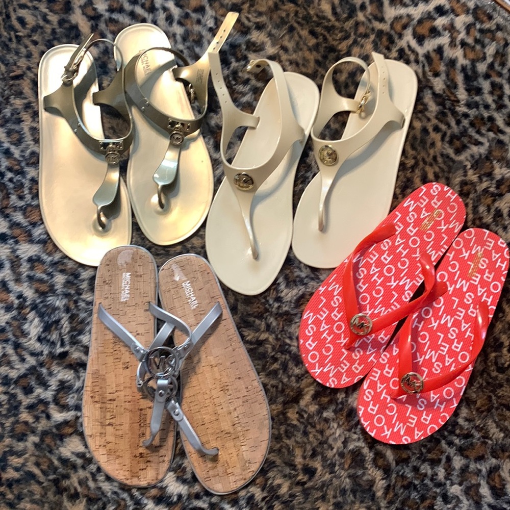 4 Pair Michael Kors Sandals Lot Sz 11